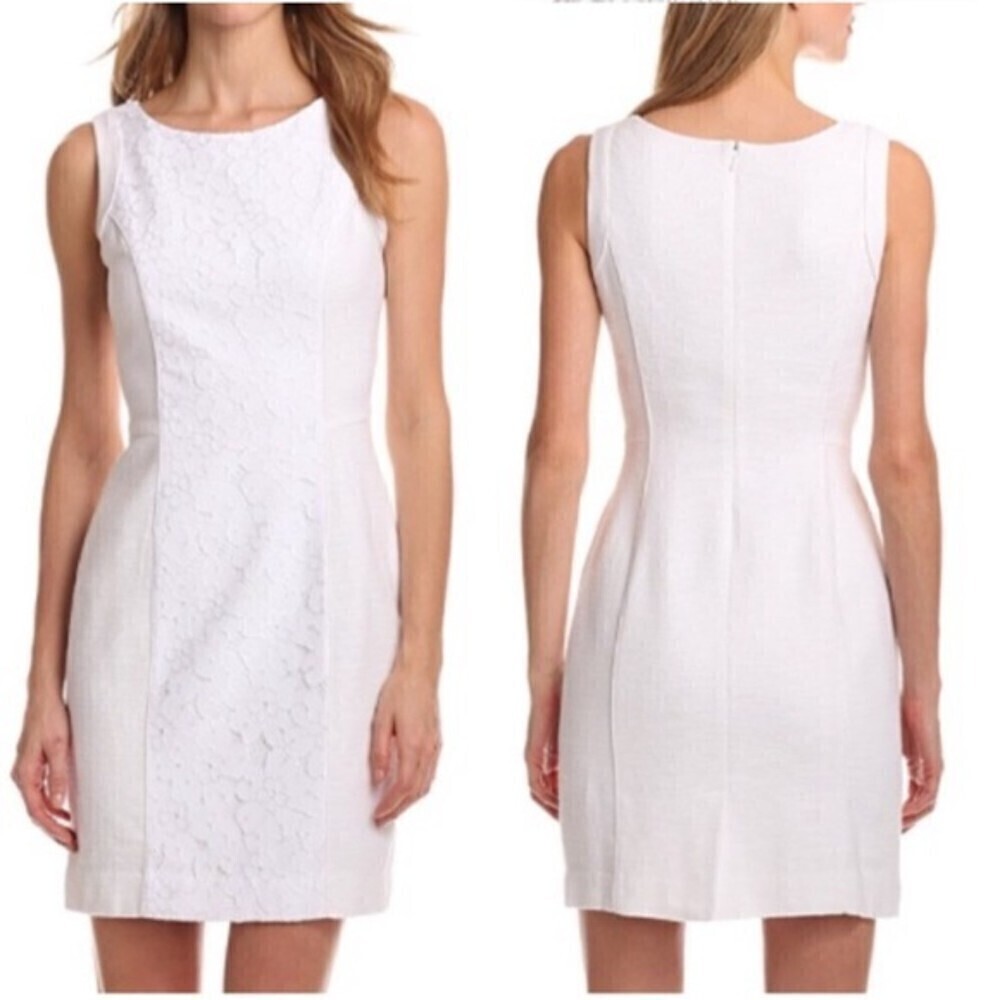 LILLY PULITZER Idola Resort White Floral Lace Sleeveless Boucle Sheath Dress 0